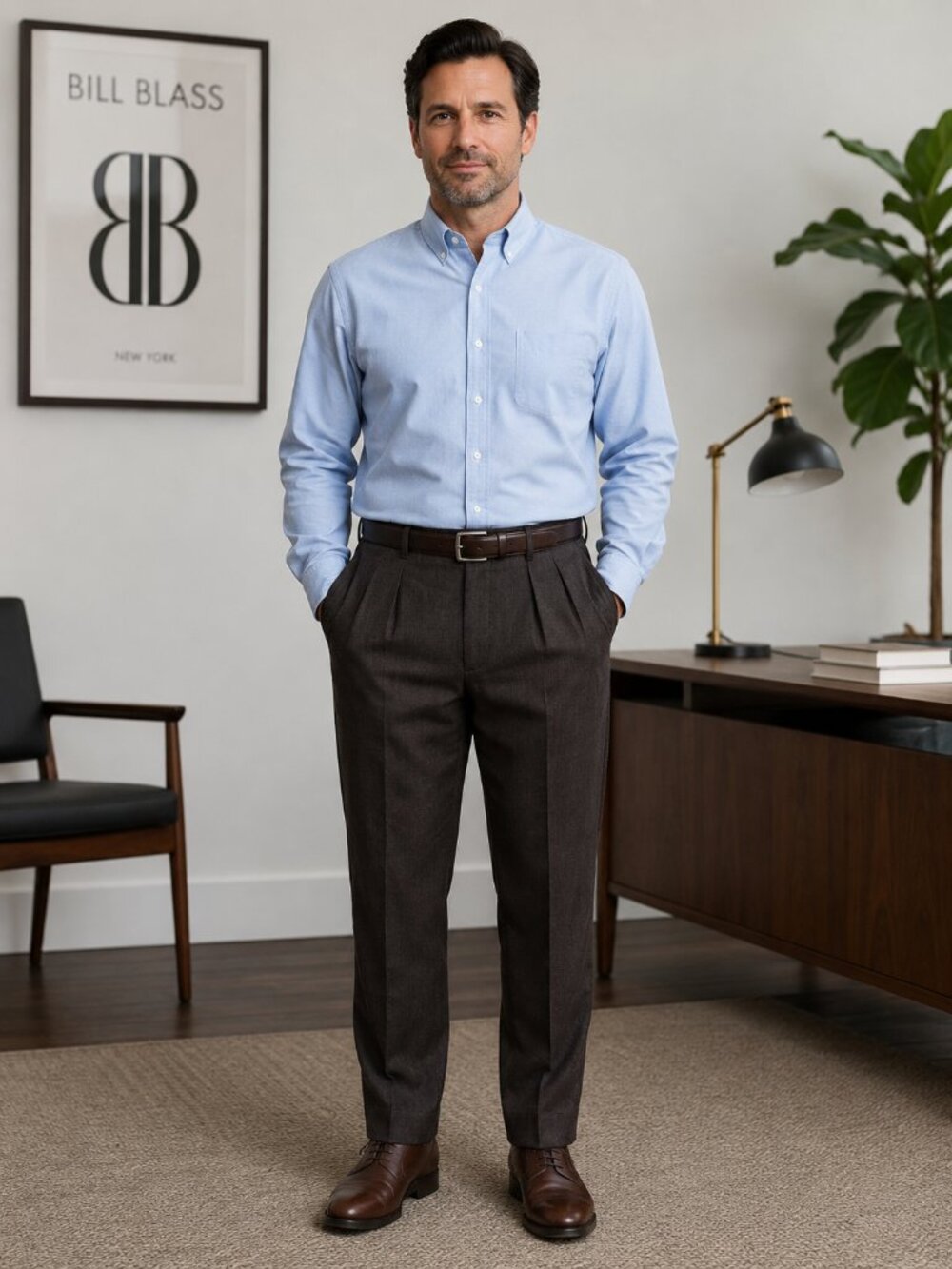 Bill Blass dark brown wool pants 32 x 27.5